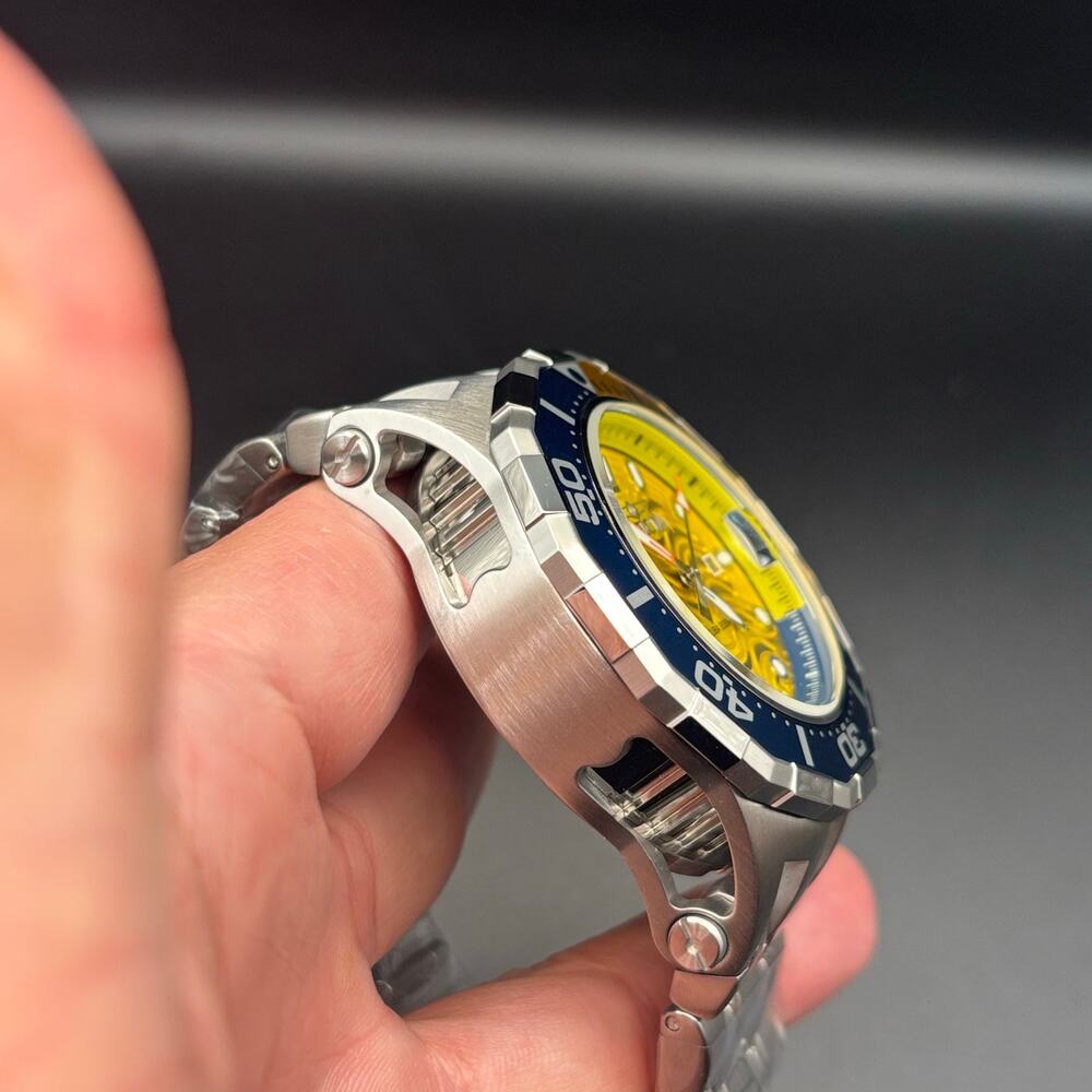 Invicta 47844 Pro Diver Wave Scuba Yellow Dial Blue Bezel Steel Alum Men's Watch - Picture 8 of 16